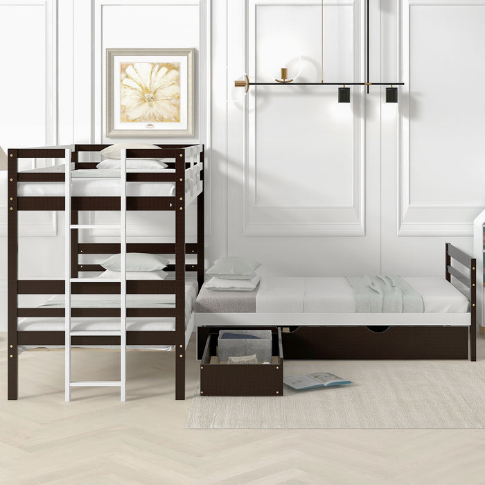 New Space Twin Size L-Shaped Bunk Bed and Platform Bed
