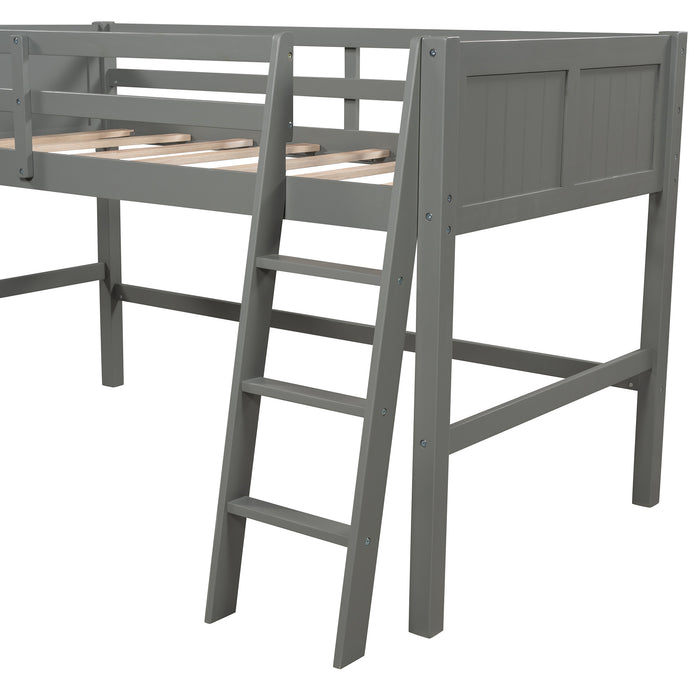 Twin Wood Loft Bed Low Loft Beds with Ladder