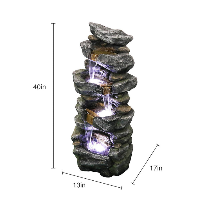 Outdoor Fountain Poly-resin Rock Water Fountain