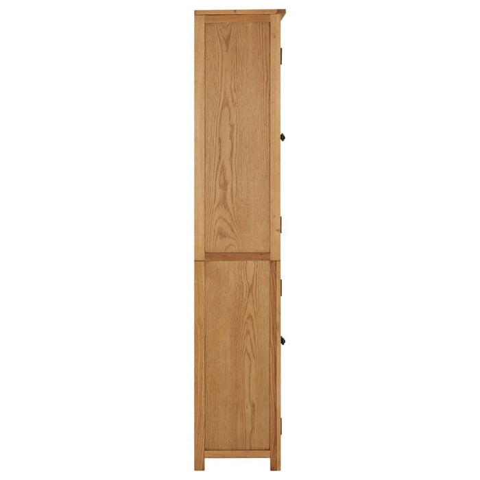 Bookcase 4 Doors 35.4"x13.8"x78.7" Solid Oak Wood and Glass