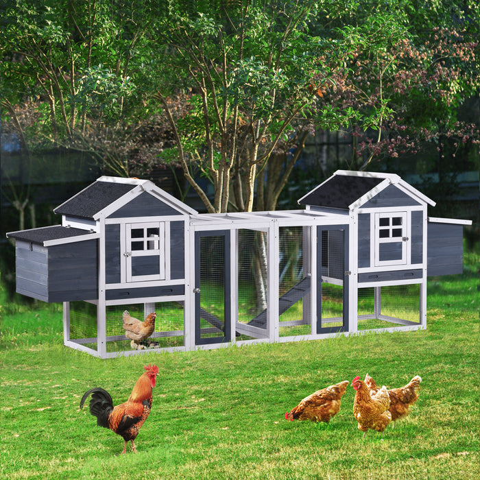 Natural Gray Large Outdoor Wooden Chicken Coop Rabbit Hutch