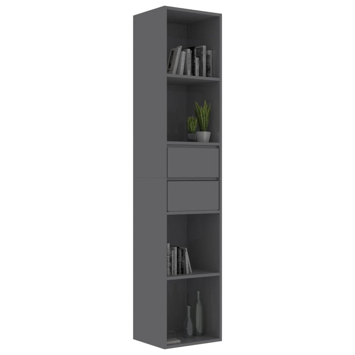 Book Cabinet High Gloss Gray 14.2"x11.8"x67.3"