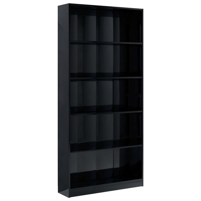 5-Tier Book Cabinet High Gloss Black 31.5"x9.4"x68.9" Chipboard