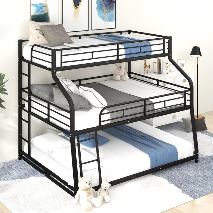 Simple Durable Bunk Bed with Long and Short Ladder and Guardrails
