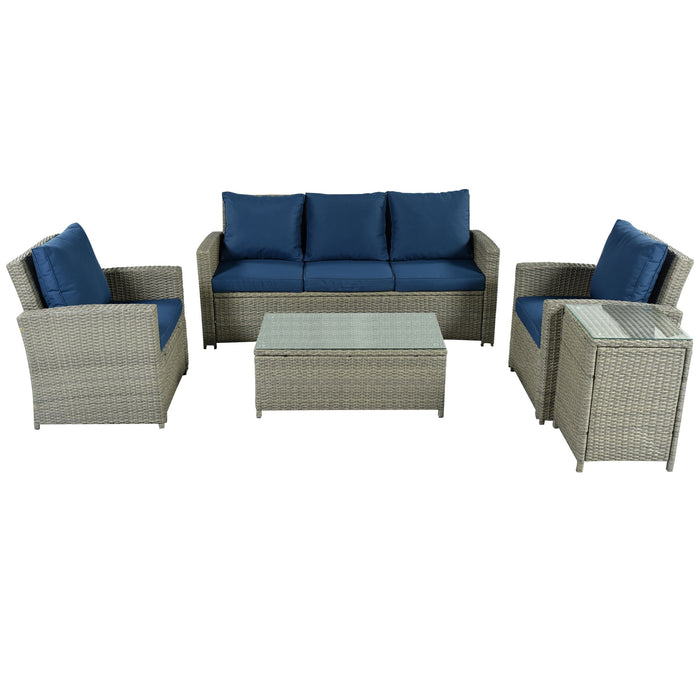 5-Piece Classic Rattan Sectional Seating Group Set