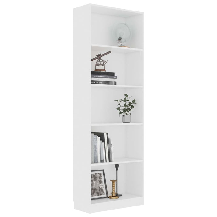 5-Tier Book Cabinet White 23.6"x9.4"x68.9" Chipboard