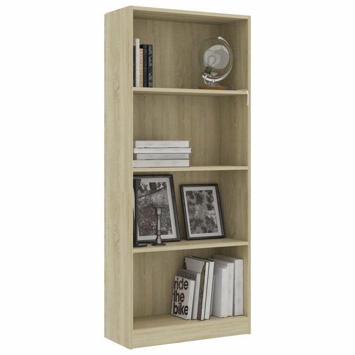 4-Tier Book Cabinet Sonoma Oak 23.6"x9.4"x55.9"