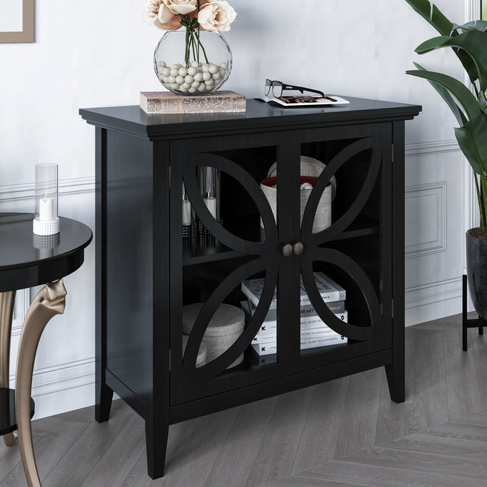 Accent Storage Cabinet Wooden Cabinet with Decorative transparent Door, Modern Sideboard for Entryway, Living Room, Bedroom