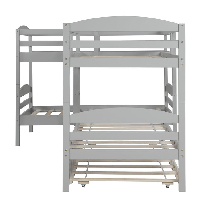 Simple Durable Twin L-Shaped Bunk With Trundle