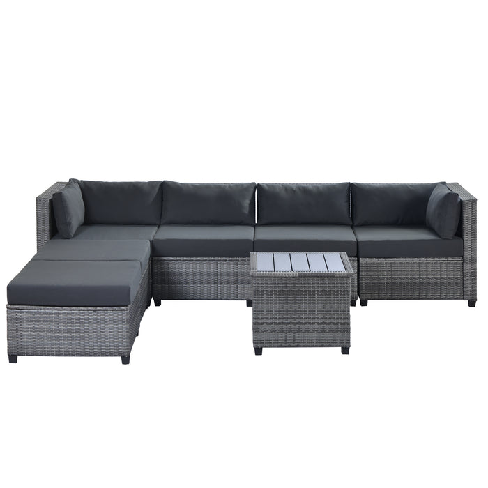 7 Piece Rattan Sectional Seating Group with Cushions, Outdoor Ratten Sofa NEW!