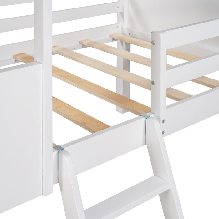 MyRoom Twin Size Low Loft Wood House Bed