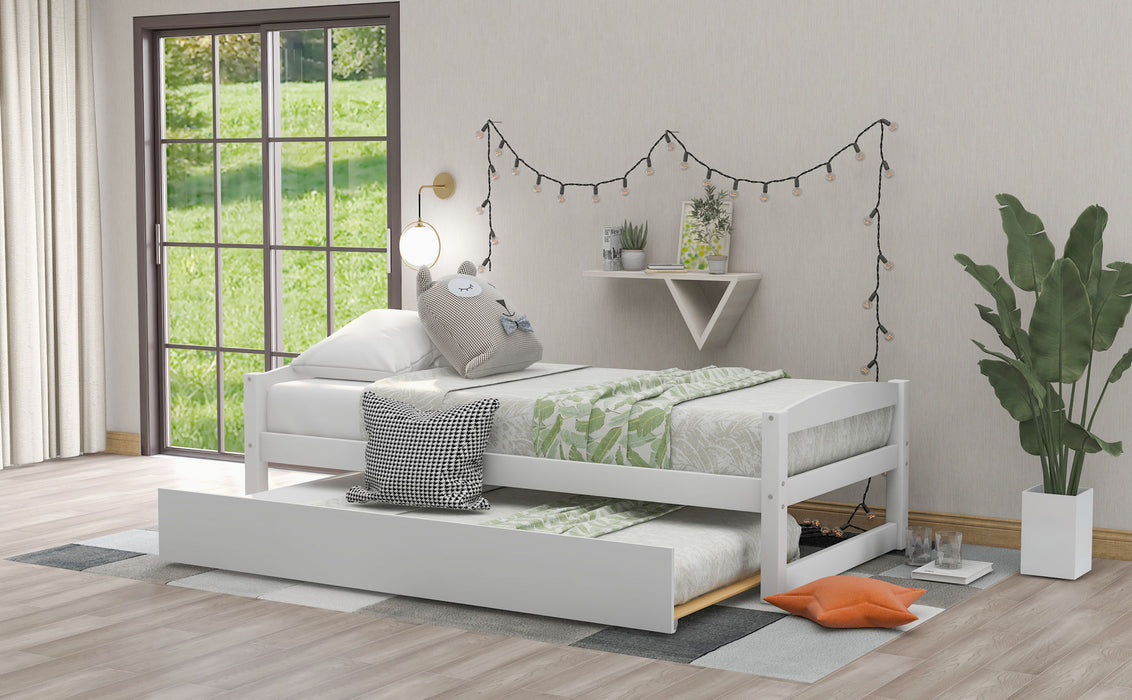 [Not allowed to sell to Walmart] Wooden Daybed with Trundle, Twin Size Captain&rsquo;s Bed, White(New)