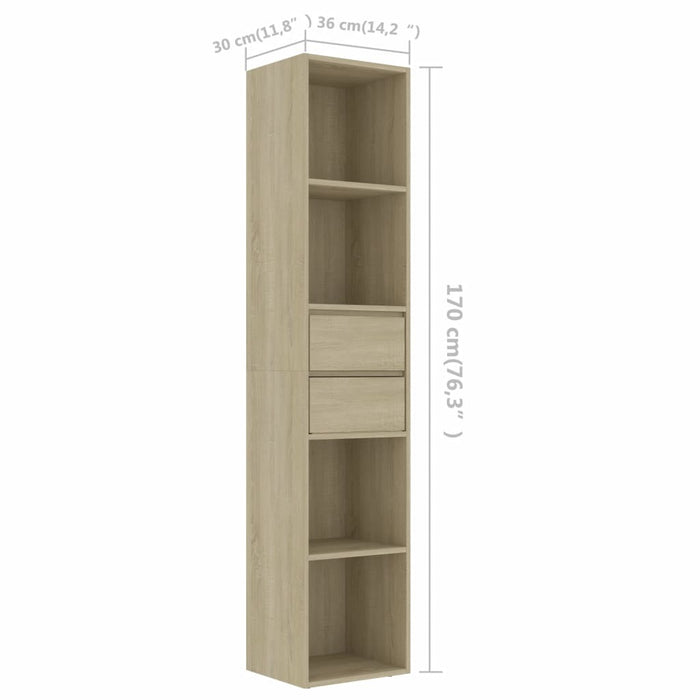 Book Cabinet Sonoma Oak 14.2"x11.8"x67.3" Chipboard