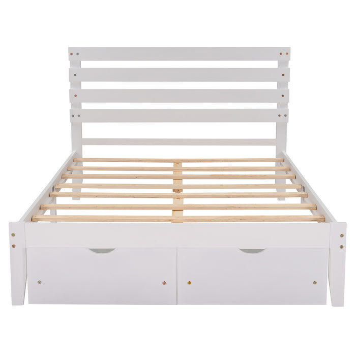 Full Size Platform Bed with Drawers, Gray