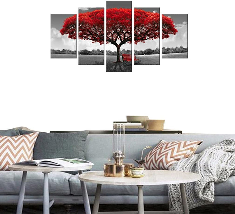 Red Tree Picture Modern Giclee Canvas