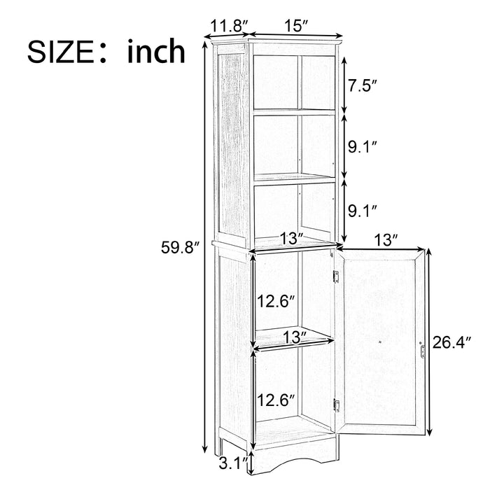 Tall Bathroom Cabinet, Freestanding Storage Cabinet with Door, MDF Board, Adjustable Shelf, Grey
