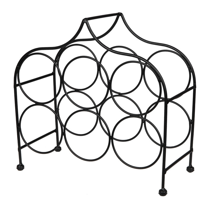 Black 6 Bottle Metal Wine Rack