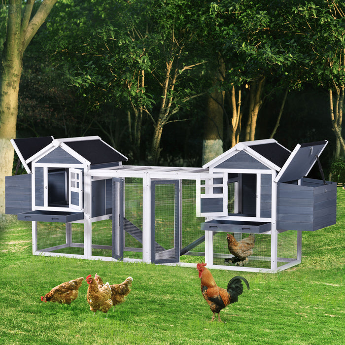 Natural Gray Large Outdoor Wooden Chicken Coop Rabbit Hutch