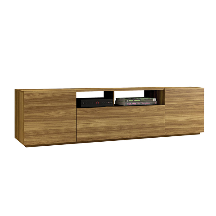 DunaWest 70.86 Inch Wooden TV Stand with 2 Doors and 1 Drawer, Natural Brown