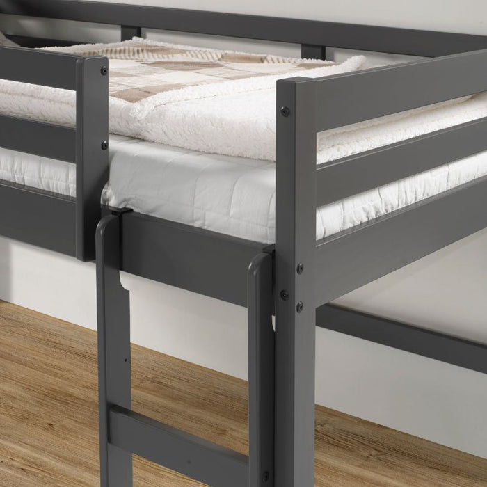 Lara Twin Sturdy Loft Bed Gray Finish