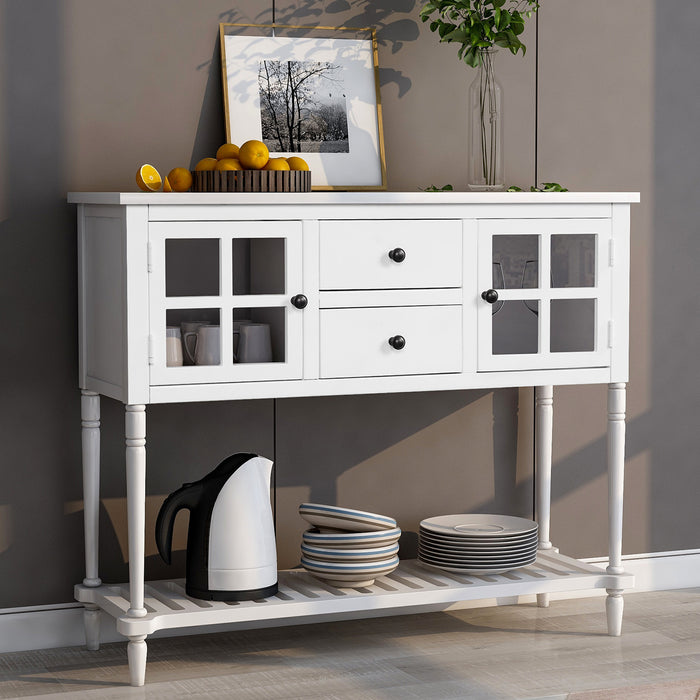 Farmhouse Wood Sideboard Console Table with Bottom Shelf