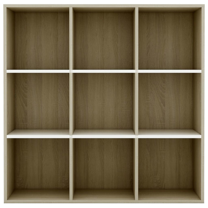 Book Cabinet White and Sonoma Oak 38.6"x11.8"x38.6" Chipboard