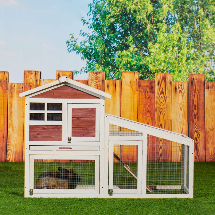 Rabbit Hutch Indoor Outdoor, Wooden Chicken Coop, Bunny Cage Hen House with Run