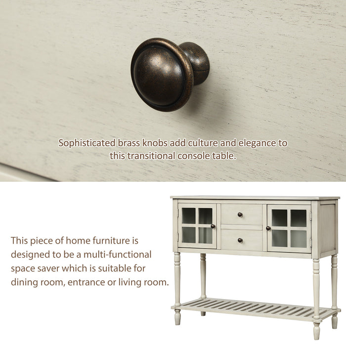 Farmhouse Wood Sideboard Console Table with Bottom Shelf