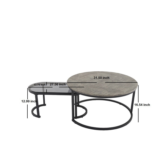 Modern Glass Nesting Table Set, Gray and Black