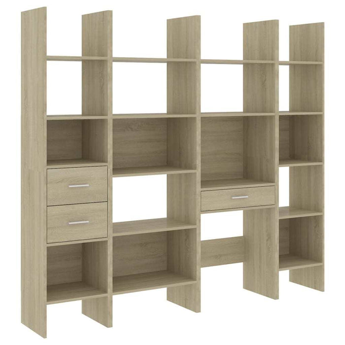 4 Piece Book Cabinet Set Sonoma Oak Chipboard