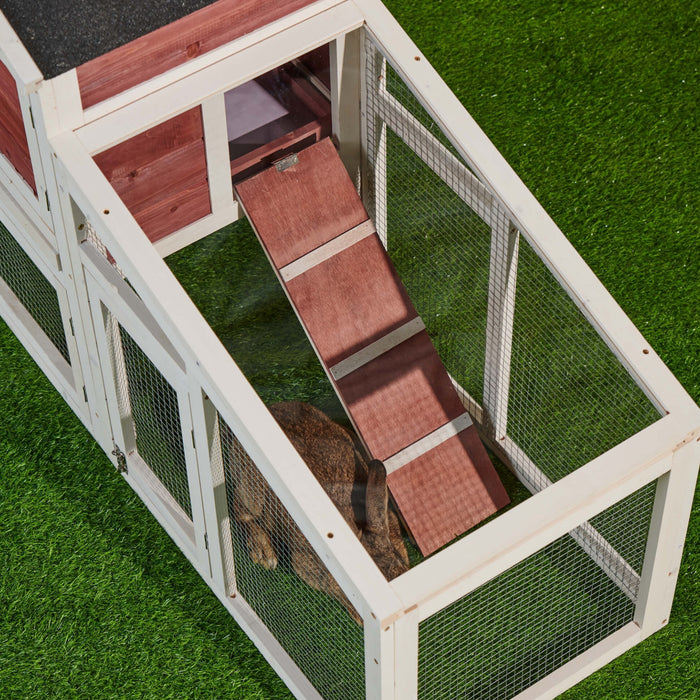 Rabbit Hutch Indoor Outdoor, Wooden Chicken Coop, Bunny Cage Hen House with Run