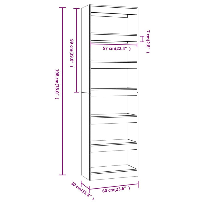 Book Cabinet/Room Divider Black 23.6"x11.8"x78"