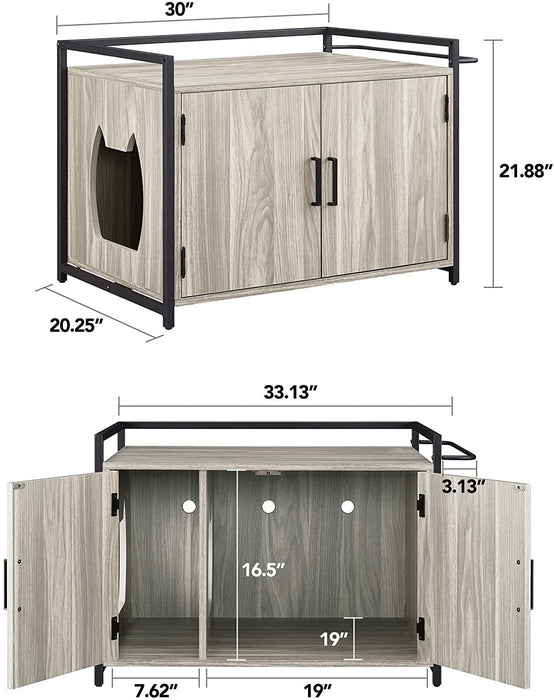 GOOD & GRACIOUS Hidden Cat Litter Box Furniture with Ventilation and Bench Seat