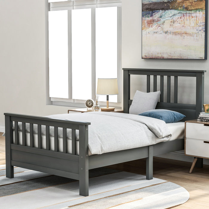 Wood Platform Bed with Headboard and Footboard, Twin