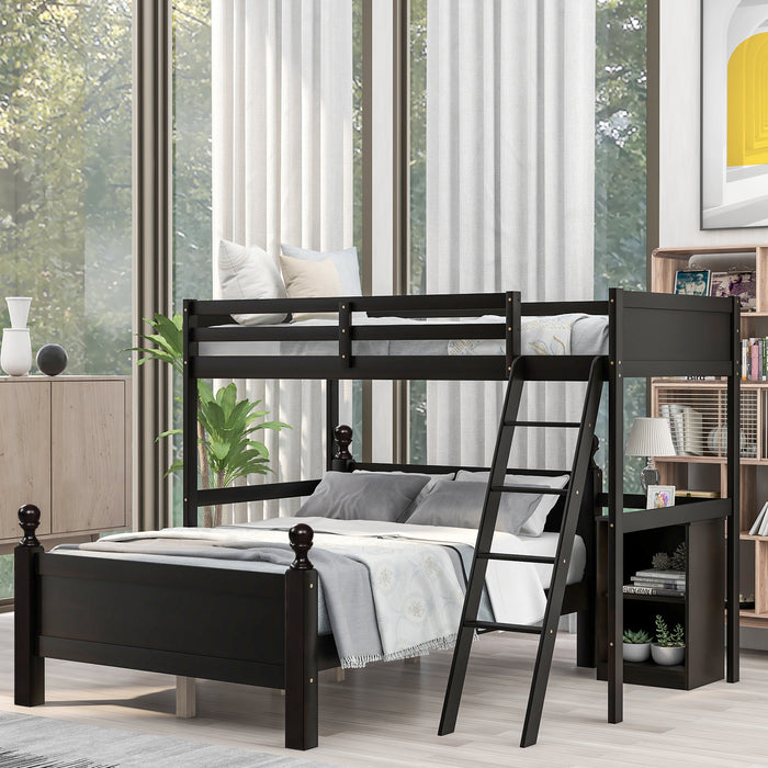 Twin over Full Loft Bed with Cabinet, Espresso