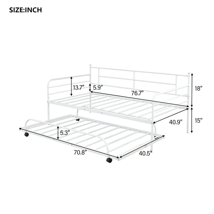 Metal Daybed with Trundle,Twin Size