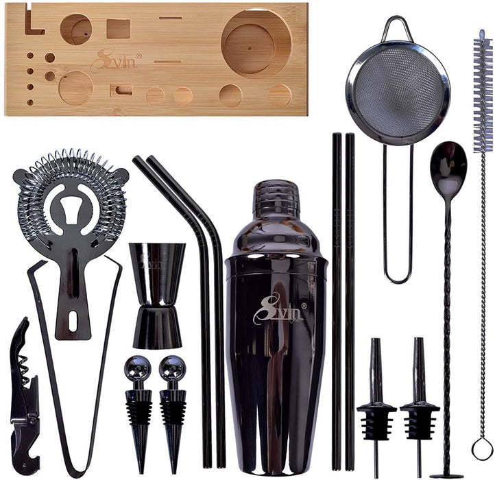 Svin Bartender Kit, 20 Piece Bar Tool Set with Bamboo Stand