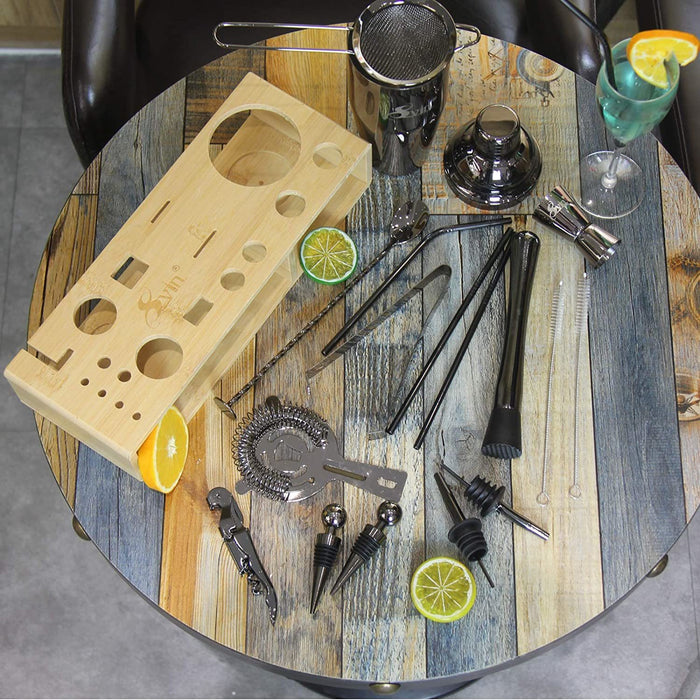Svin Bartender Kit, 20 Piece Bar Tool Set with Bamboo Stand