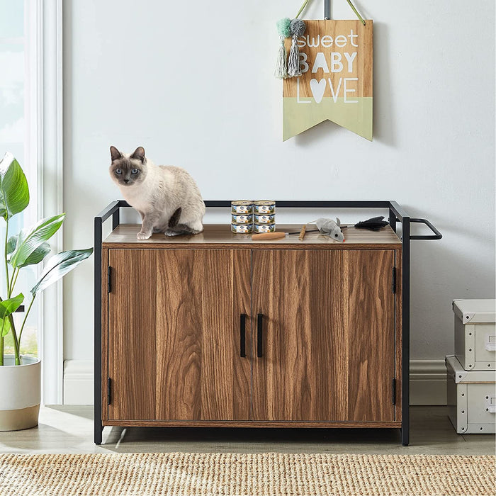 GOOD & GRACIOUS Hidden Cat Litter Box Furniture with Ventilation and Bench Seat