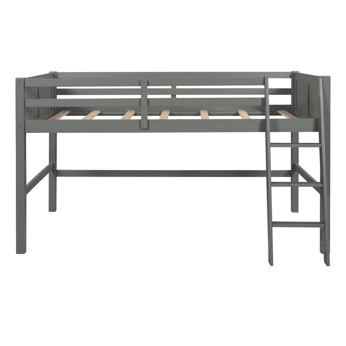 Twin Wood Loft Bed Low Loft Beds with Ladder