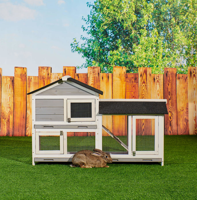 Chicken House, 58" Waterproof Wooden Animal Hutch, Indoor Outdoor Chicken Coop Rabbit Hutch Kit w/Roof, Garden Backyard Rabbit Cage/Guinea Pig House/Hen House, Animal Hutch for Small Pet