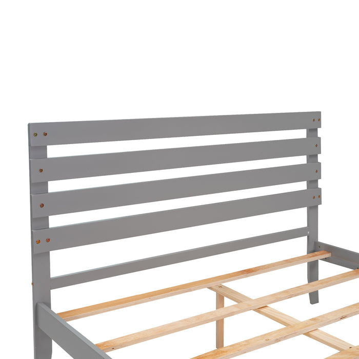 Queen Size Platform Bed with Drawers, Gray RT