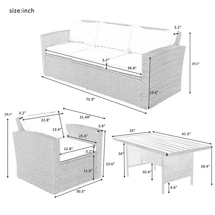 4-Piece Conversation Outdoor Patio Furniture Set