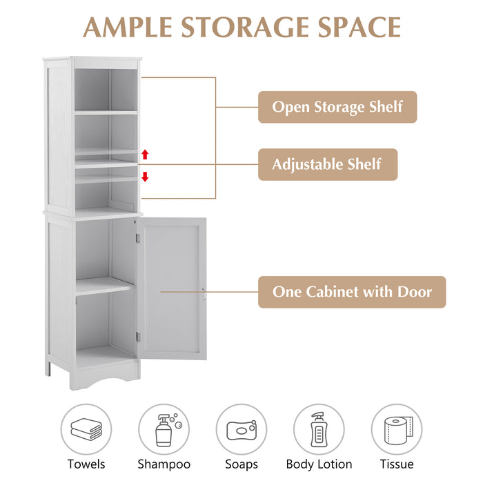Tall Bathroom Cabinet, Freestanding Storage Cabinet with Door, MDF Board, Adjustable Shelf, Grey