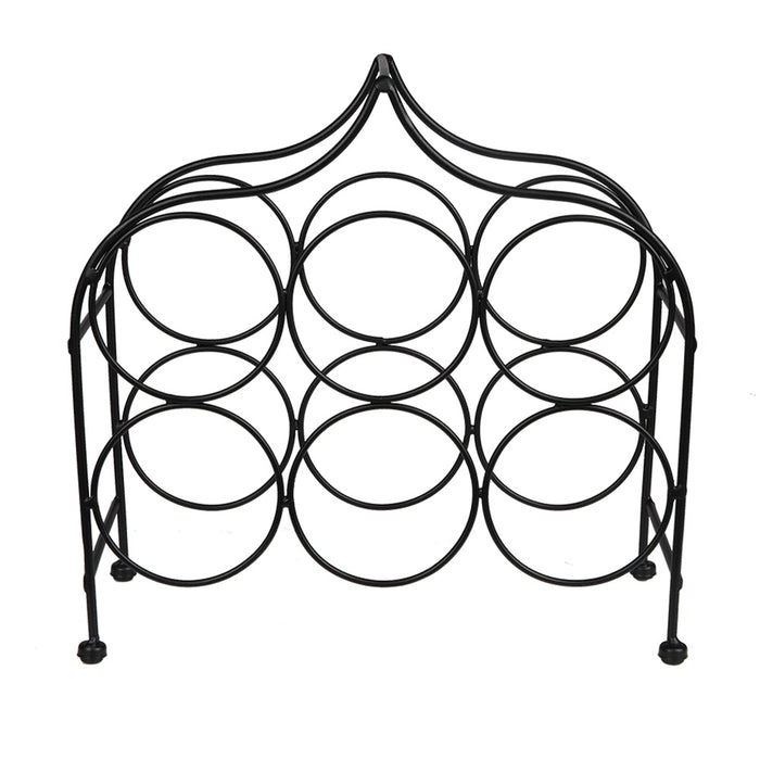 Black 6 Bottle Metal Wine Rack