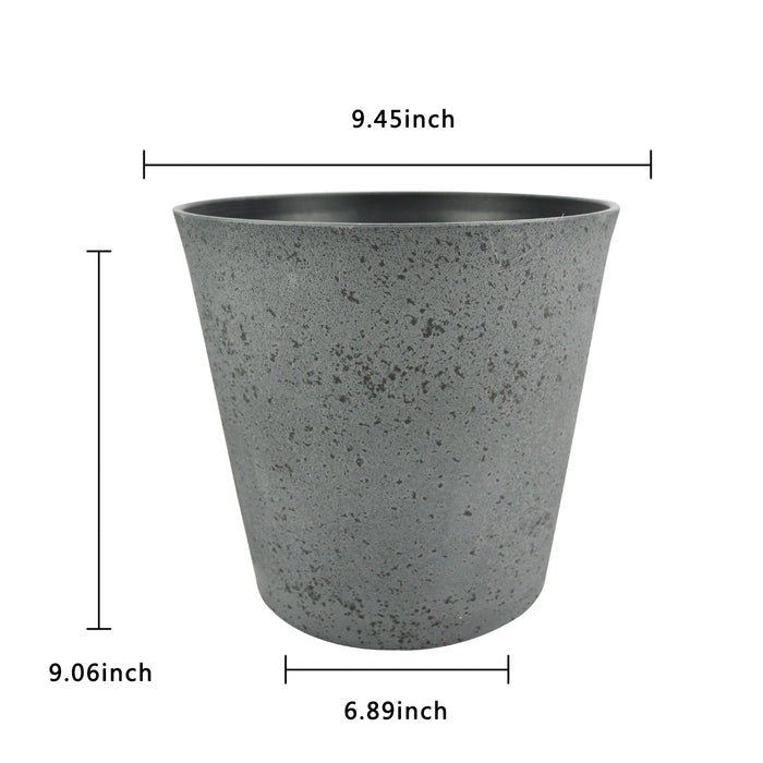 2 Pcs 10" Round Plant Pots with Drainage Holes, Dark Grey