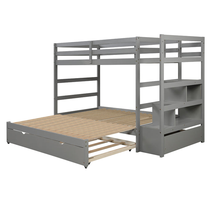 Twin over Twin/King Bunk Bed with Twin Size Trundle