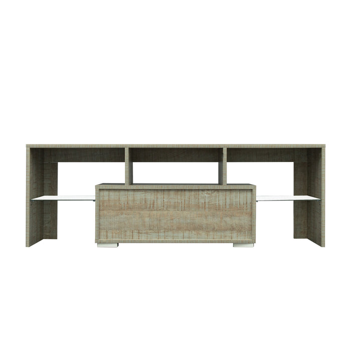 TV Stand with LED RGB Lights,Flat Screen TV Cabinet, Gaming Consoles - in Lounge Room, Living Room and Bedroom, GREY OAK