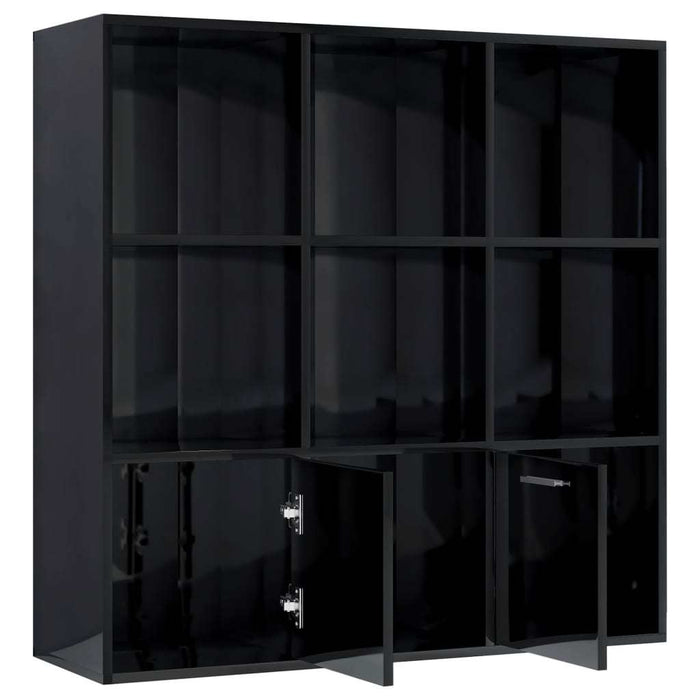 Book Cabinet High Gloss Black 38.6"x11.8"x38.6" Chipboard