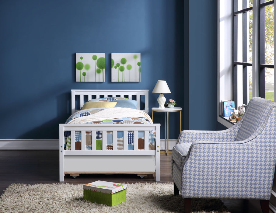 Twin Bed with trundle,White